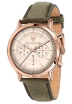 Maserati Epoca Chronograph Leather Strap Beige Dial Quartz R8871633007 100M Men's Watch