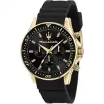 Maserati Sfida Chronograph Silicone Strap Black Dial Quartz R8871640001 100M Men's Watch