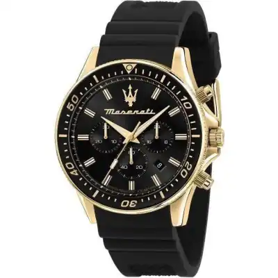 Maserati Sfida Chronograph Silicone Strap Black Dial Quartz R8871640001 100M Men's Watch