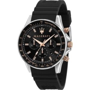Maserati Sfida Chronograph Silicone Strap Black Dial Quartz R8871640002 100M Men's Watch