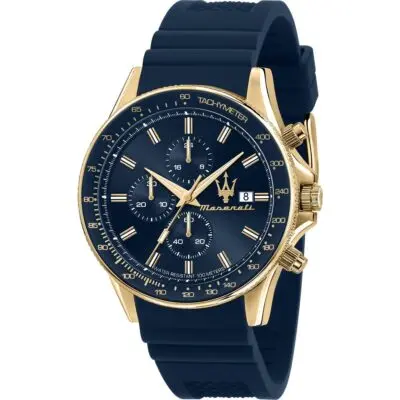 Maserati Sfida Chronograph Blue Sunray Dial Quartz R8871640004 100M Men's Watch