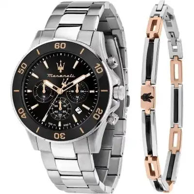 Maserati Competizione Chronograph Stainless Steel Black Dial Quartz R8873600001 100M Men's Watch With Extra Bracelet