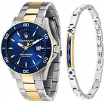 Maserati Competizione Two Tone Stainless Steel Blue Sunray Dial Quartz R8873600007 100M Men's Watch