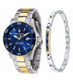 Maserati Competizione Two Tone Stainless Steel Blue Sunray Dial Quartz R8873600007 100M Men's Watch