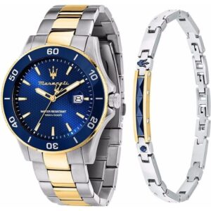 Maserati Competizione Two Tone Stainless Steel Blue Sunray Dial Quartz R8873600007 100M Men's Watch