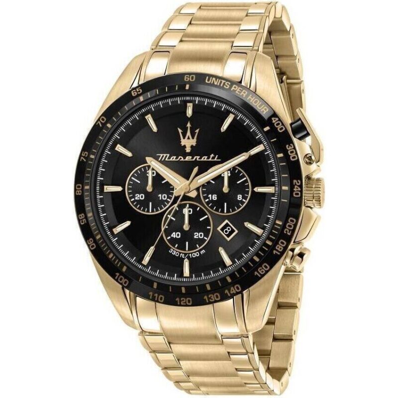 Maserati Traguardo Chronograph Gold Tone Stainless Steel Black Dial Quartz R8873612041 100M Men's Watch Maserati Traguardo Chronograph Gold Tone Stainless Steel Black Dial Quartz R8873612041 100M Men's Watch
