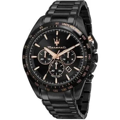 Maserati Traguardo Chronograph Stainless Steel Black Dial Quartz R8873612048 100M Men's Watch