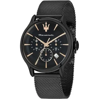Maserati Epoca Chronograph Stainless Steel Black Dial Quartz R8873618013 100M Men's Watch