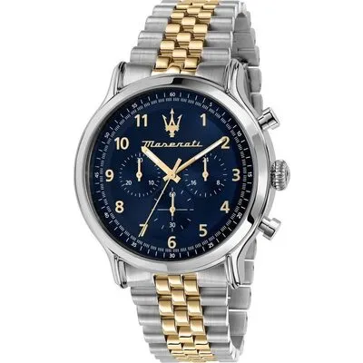 Maserati Epoca Limited Edition Chronograph Two Tone Stainless Steel Blue Dial Quartz R8873618030 100M Men's Watch