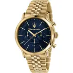 Maserati Epoca Limited Edition Chronograph Gold Tone Stainless Blue Dial Quartz R8873618031 100M Men's Watch