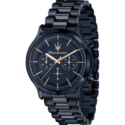Maserati Watch Men Blue Dial Metal Stainless Steel Strap Quartz Battery Analog Chronograph Epoca R8873618032