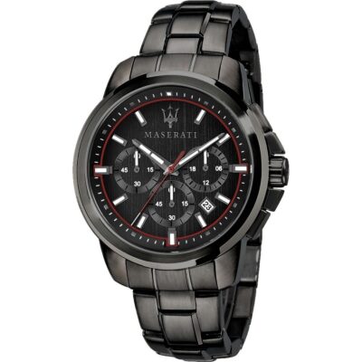 Maserati Watch Men Black Dial Metal Stainless Steel Strap Quartz Battery Analog Chronograph Successo R8873621027
