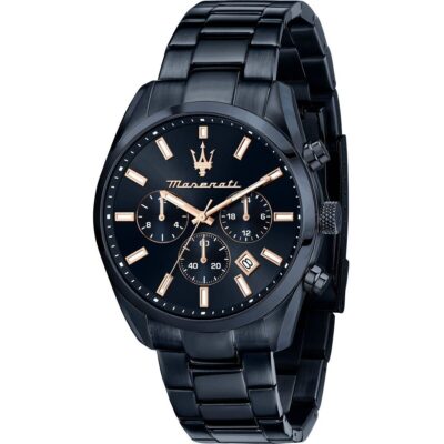 Maserati Watch Men Blue Dial Metal Stainless Steel Strap Quartz Battery Analog Chronograph Attrazione R8873626003