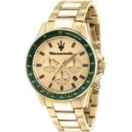 Maserati Sfida Chronograph Gold Tone Dial Quartz R8873640005 100M Men's Watch