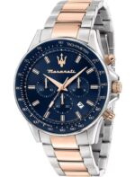 Maserati Sfida Chronograph Two Tone Stainless Blue Dial Quartz R8873640022 100M Men's Watch