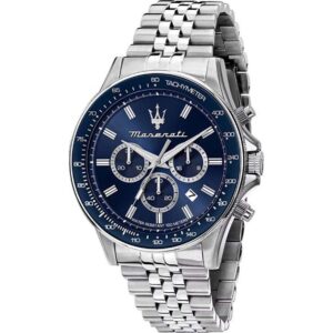 Maserati Sfida Chronograph Stainless Steel Blue Sunray Dial Quartz R8873640025 100M Men's Watch