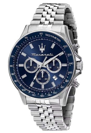 Maserati Sfida Chronograph Stainless Steel Blue Sunray Dial Quartz R8873640025 100M Men's Watch