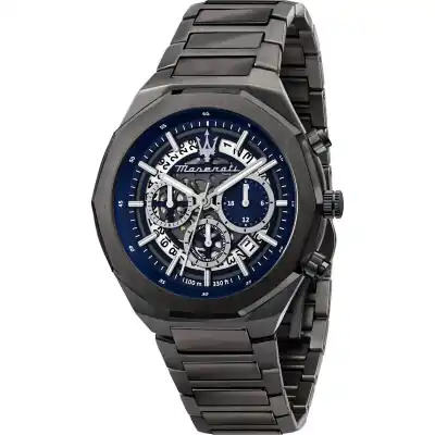 Maserati Stile Chronograph Stainless Steel Blue Skeleton Dial Quartz R8873642012 100M Men's Watch