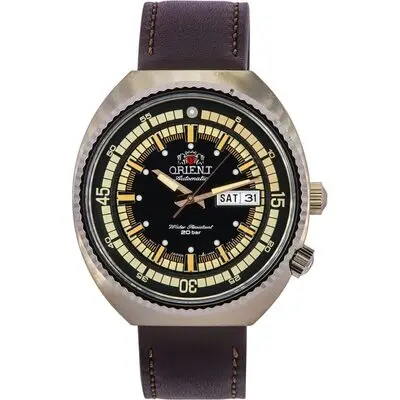 Orient Neo Classic Sports Brown Leather Strap Black Dial Automatic RA-AA0E06B19B RA-AA0E06B39B 200M Men's Watch