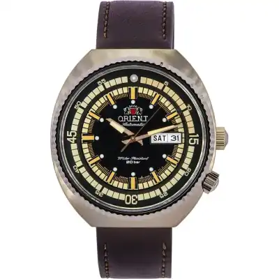 Orient Neo Classic Sports Brown Leather Strap Black Dial Automatic RA-AA0E06B19B RA-AA0E06B39B 200M Men's Watch