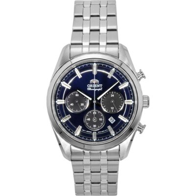 Orient Contemporary Chronograph Stainless Steel Navy Blue Dial Quartz RA-TX0303L Men's Watch