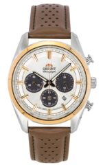 Orient Contemporary Chronograph Leather Strap White Dial Quartz RA-TX0306S Men's Watch