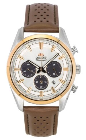Orient Contemporary Chronograph Leather Strap White Dial Quartz RA-TX0306S Men's Watch