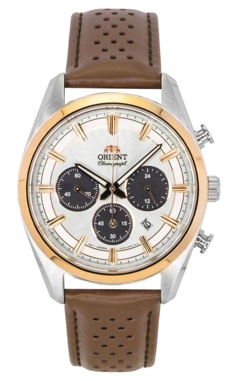 Orient Contemporary Chronograph Leather Strap White Dial Quartz RA-TX0306S Men's Watch
