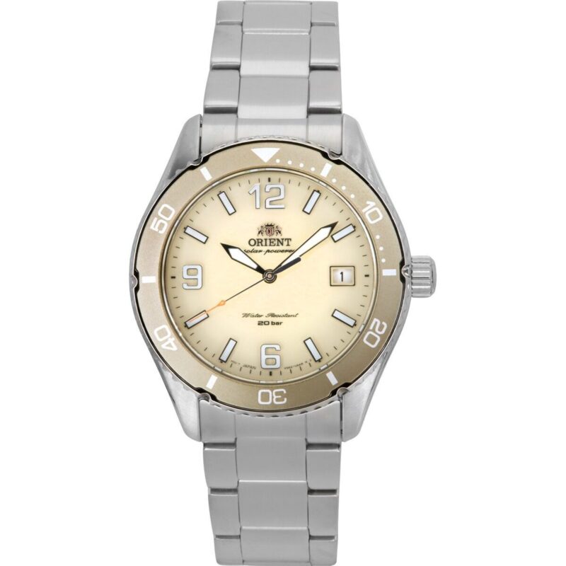 Orient Mako III Stainless Steel Ivory Dial Solar Diver's RA-WJ0003S 200M Men's Watch