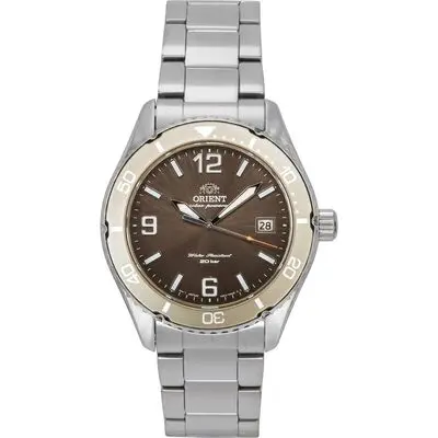 Orient Mako III Stainless Steel Brown Dial Solar Diver's RA-WJ0004Y 200M Men's Watch