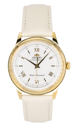 Orient Bambino Leather Strap White Dial Solar RA-WK0001S Men's Watch