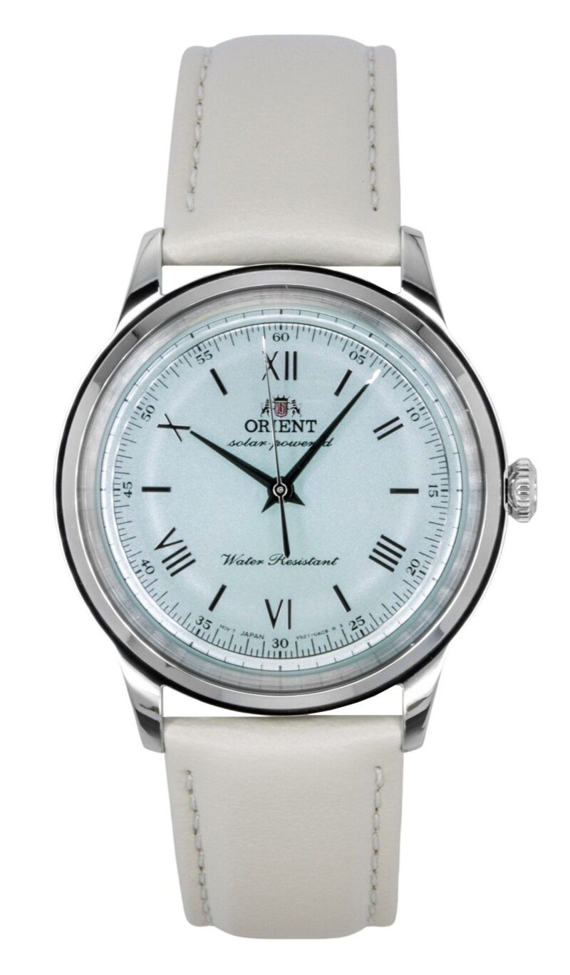 Orient Bambino Leather Strap Pale Green Dial Solar RA-WK0002E Men's Watch