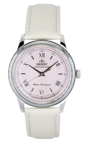 Orient Bambino Leather Strap Pink Dial Solar RA-WK0005P Men's Watch