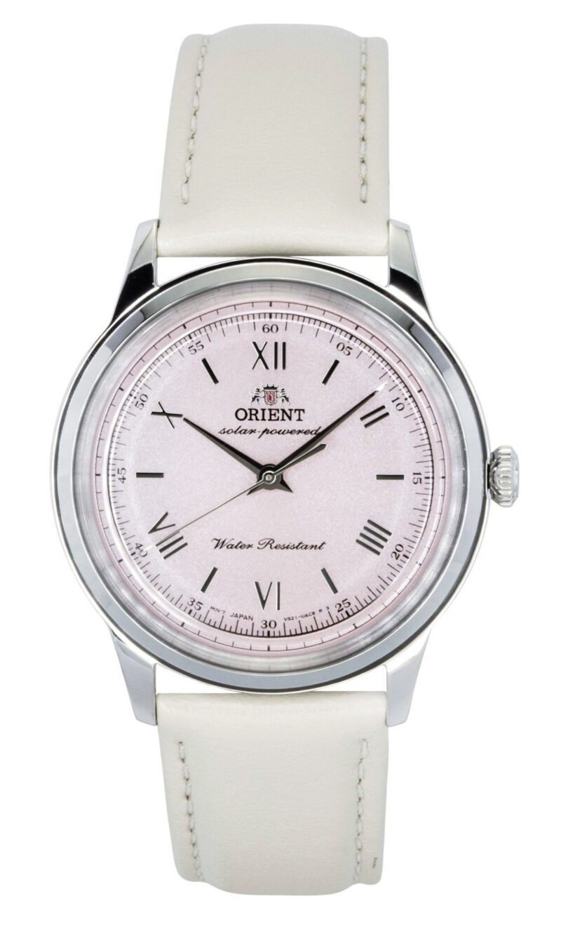 Orient Bambino Leather Strap Pink Dial Solar RA-WK0005P Men's Watch