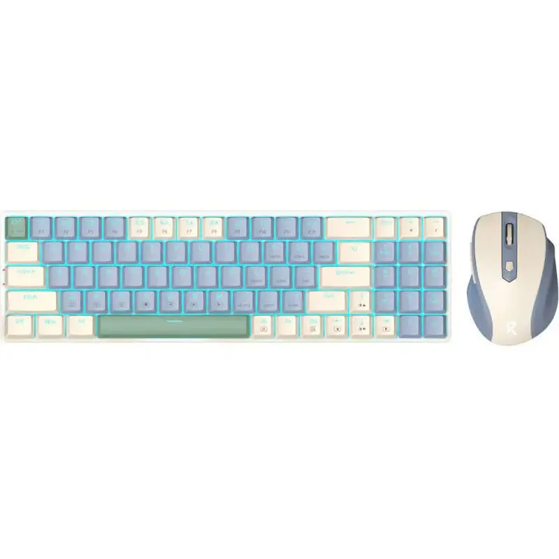 Redragon BS8772 Wireless Keyboard and Mouse Combo - Cream/Blue