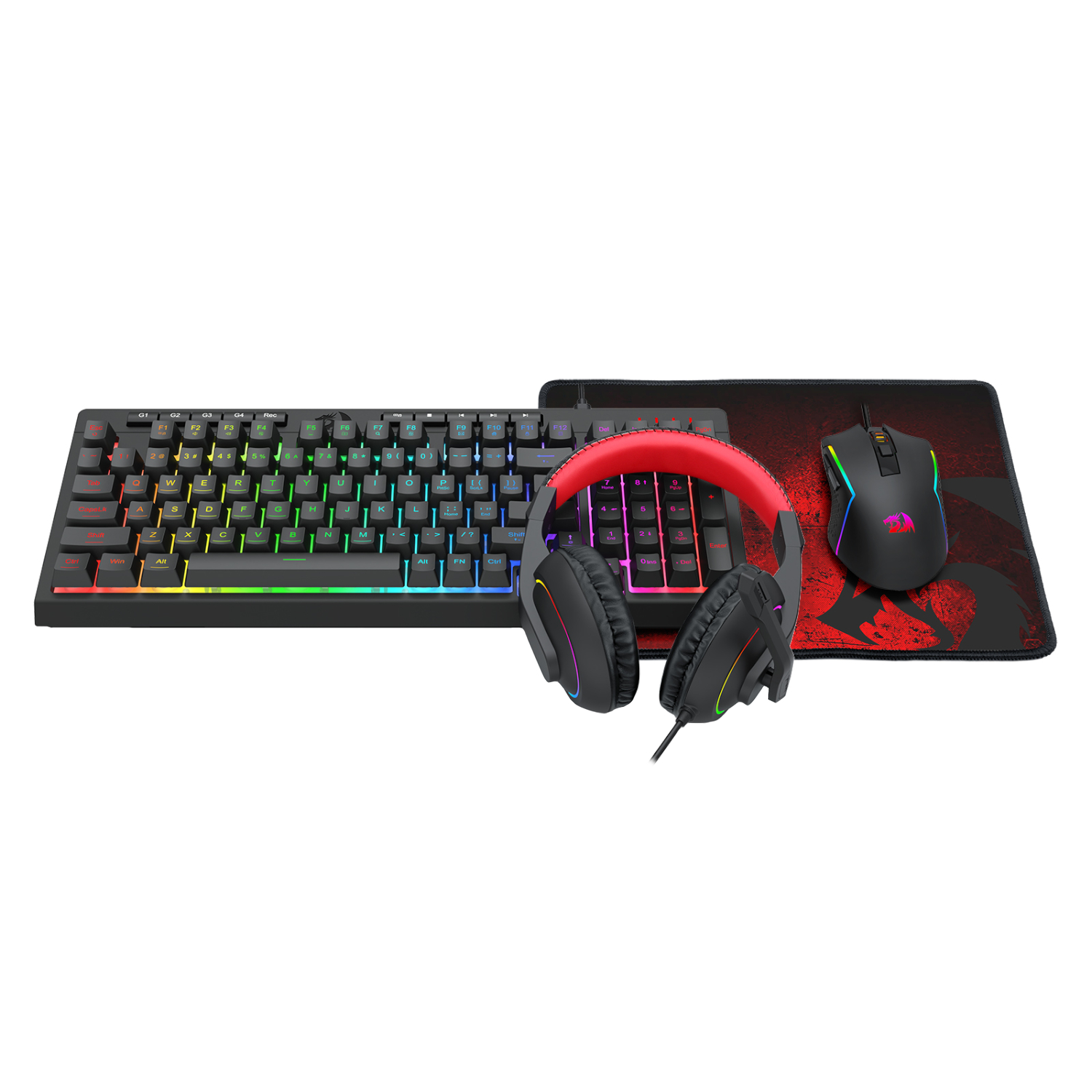 Redragon 4-in-1 Keyboard | Mouse | Mousepad | RGB Headset Gaming Combo - Image 2