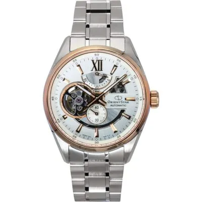 Orient Star Contemporary Stainless Steel Skeleton Ivory Dial Automatic RE-AV0123G 100M Men's Watch