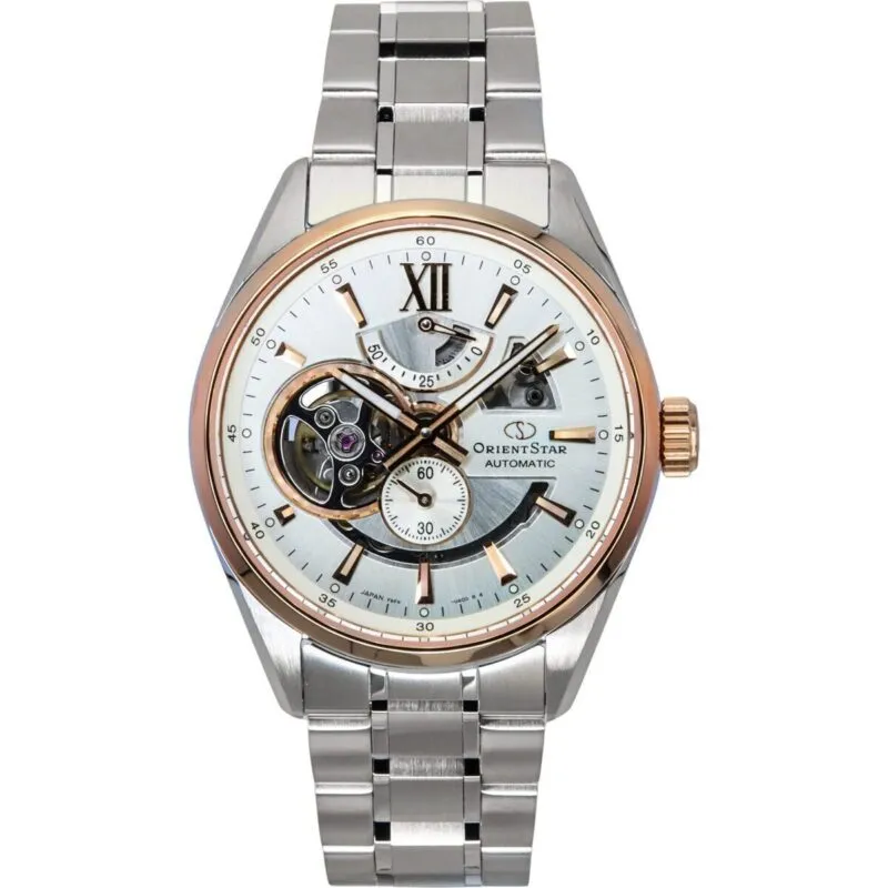 Orient Star Contemporary Stainless Steel Skeleton Ivory Dial Automatic RE-AV0123G 100M Men's Watch