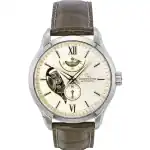 Orient Star Contemporary Leather Strap Open Heart Champagne Dial Automatic RE-AV0B10G 100M Men's Watch