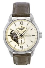 Orient Star Contemporary Leather Strap Open Heart Champagne Dial Automatic RE-AV0B10G 100M Men's Watch
