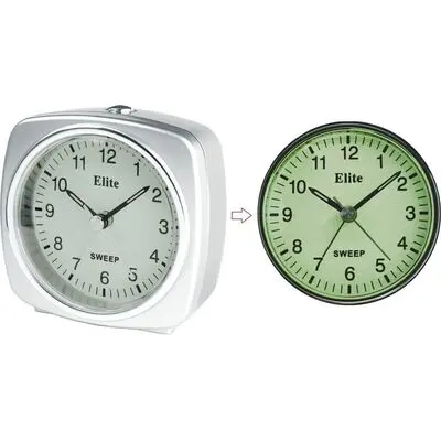 Elite Sveglia Silent Con Luce E Snooze. Quadrante Fosforescente - Argento - Silent Alarm Clock With Light And Snooze. Phosphorescent Dial - Silver (RS7160_S) Unisex WATCHES