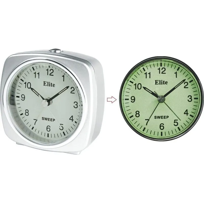 Elite Sveglia Silent Con Luce E Snooze. Quadrante Fosforescente - Argento - Silent Alarm Clock With Light And Snooze. Phosphorescent Dial - Silver (RS7160_S) Unisex WATCHES