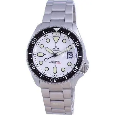 Ratio FreeDiver White Dial Sapphire Crystal Stainless Steel Automatic RTB209 200M Men's Watch
