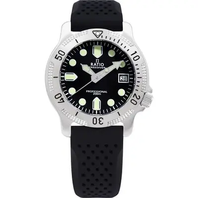 Ratio FreeDiver Professional Sapphire Black Dial Quartz RTF021 200M Men's Watch