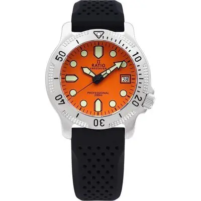 Ratio FreeDiver Professional Sapphire Orange Dial Quartz RTF025 200M Men's Watch