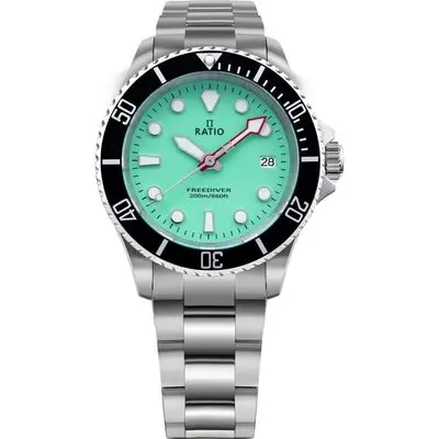 Ratio FreeDiver Sapphire Stainless Steel Green Dial Quartz RTF039 200M Men's Watch