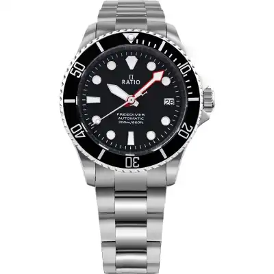 Ratio FreeDiver Sapphire Stainless Steel Black Dial Automatic RTF041 200M Men's Watch