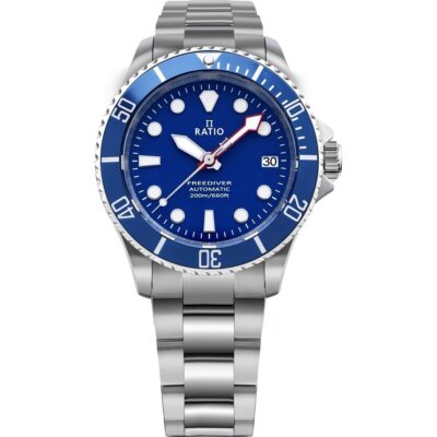 Ratio Freediver Sapphire Stainless Steel Blue Dial Automatic Rtf043 200m Men's Watch
