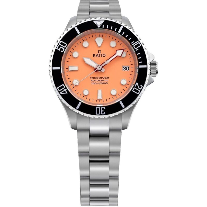 Ratio FreeDiver Sapphire Stainless Steel Salmon Dial Automatic RTF046 200M Men's Watch Ratio FreeDiver Sapphire Stainless Steel Salmon Dial Automatic RTF046 200M Men's Watch