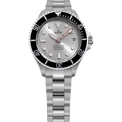 Ratio FreeDiver Sapphire Stainless Steel Silver Sunray Dial Automatic RTF048 200M Men's Watch